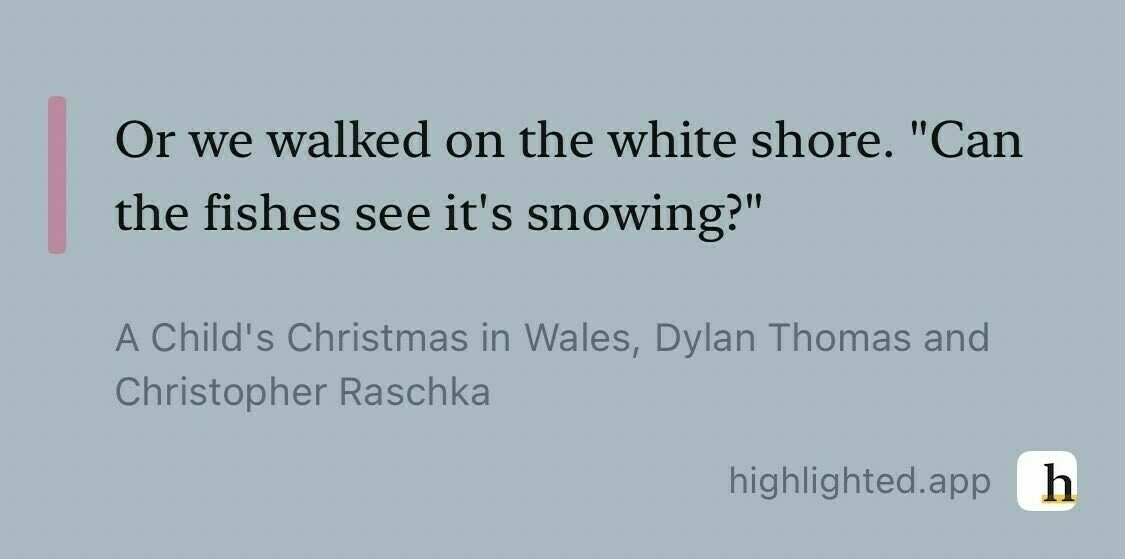 Can the fishes see that it is snowing from A Child’s Christmas in Wales by Dylan Thomas